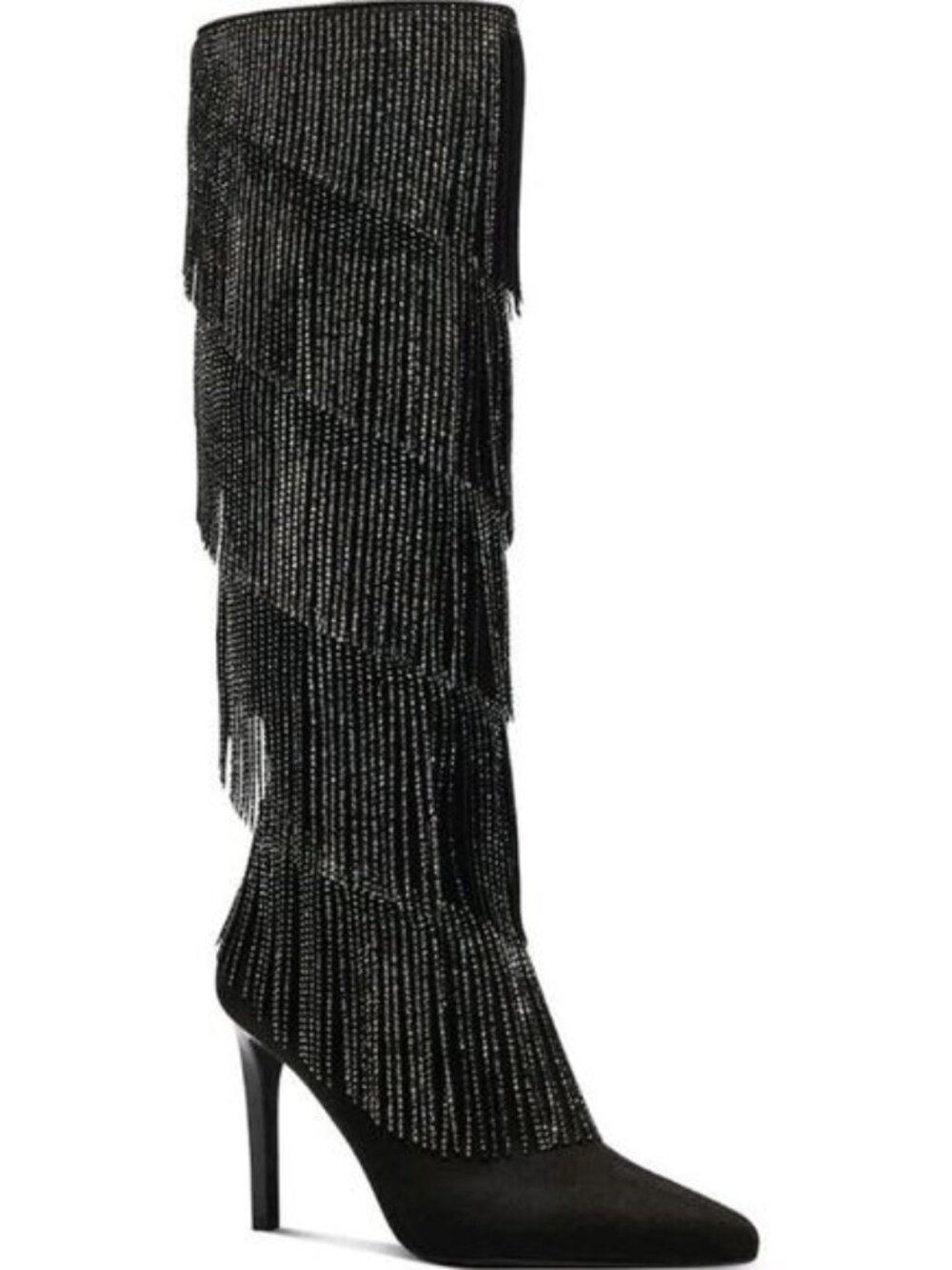 NWOB INC Size 7 Shyn Black Faux Suede Embellished Fringe Western Cowgirl Boots - Picture 1 of 8